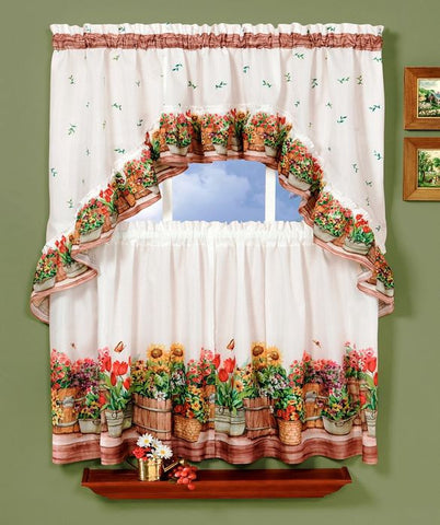 Country Garden Printed Tier and Swag Set